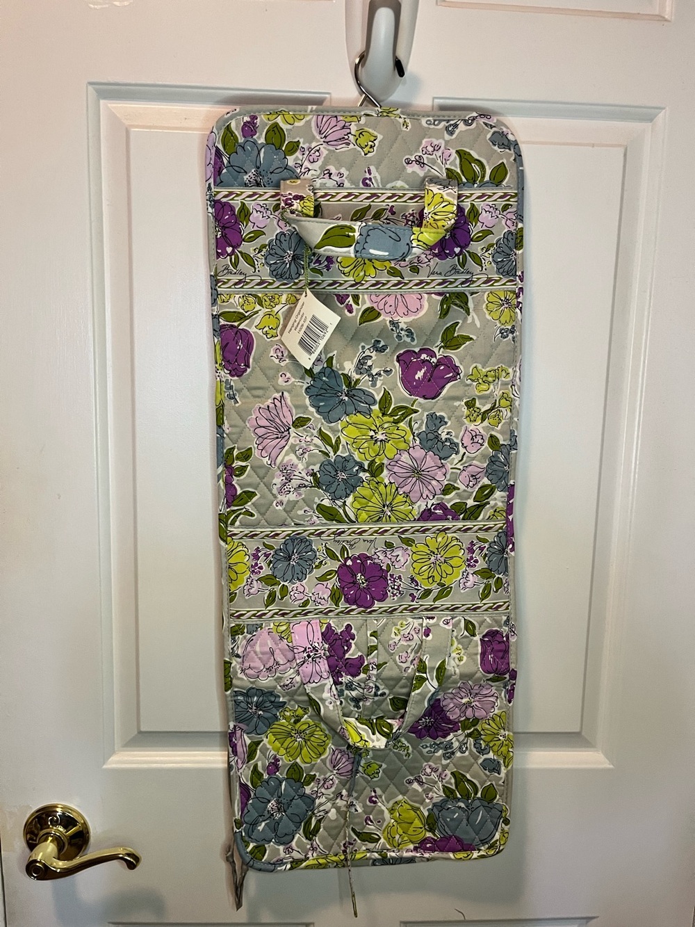 Vera Bradley Watercolor Floral Grey Quilted Hanging Travel Organizer